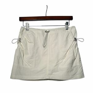 American Threads Parachute Skirt S White Mini Drawcord Pockets Coastal Cowgirl